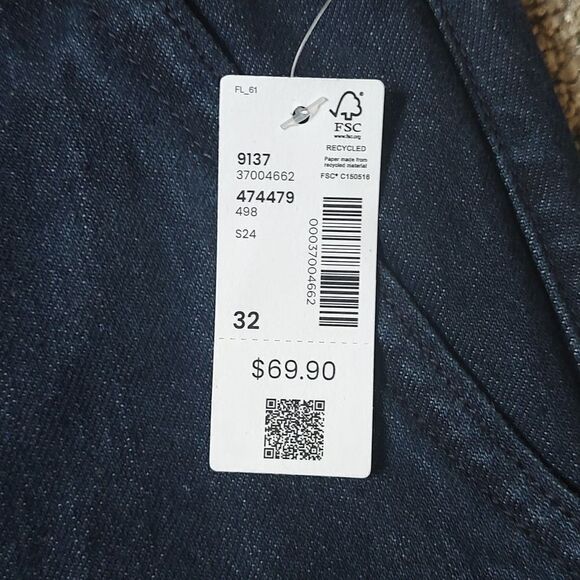 New With Tags Reitmans Size 32 Straight Leg Mid-Rise Utility Dark Denim‎ Jeans - Picture 15 of 16